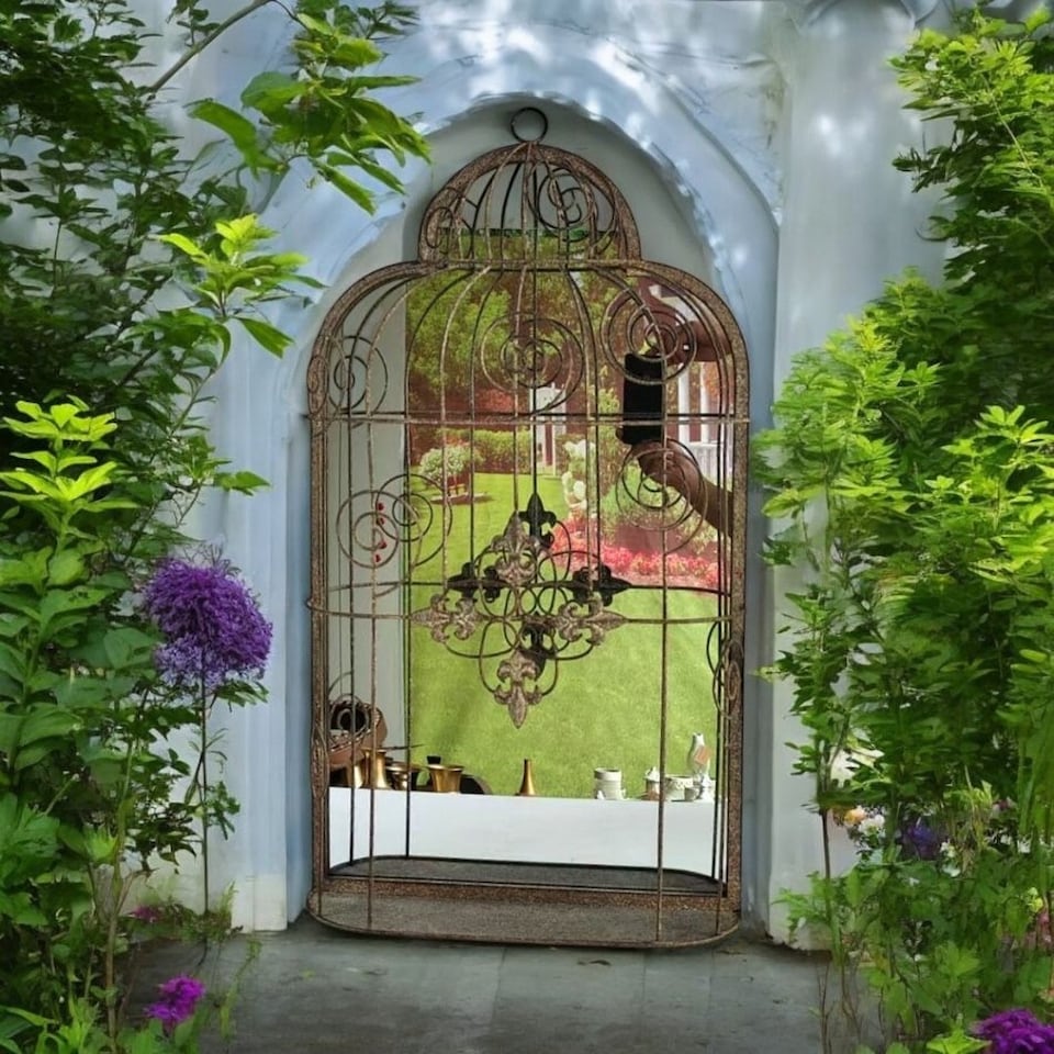 image 1 of Garden Mirror Cage - Metal - L11 x W40 x H73 cm