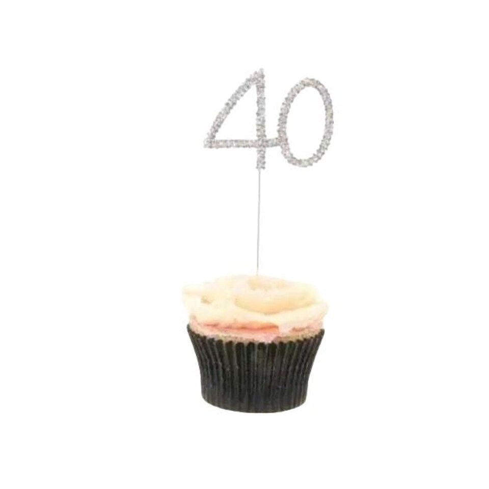 Apac Diamante 40th Cake Topper - Silver - One Size