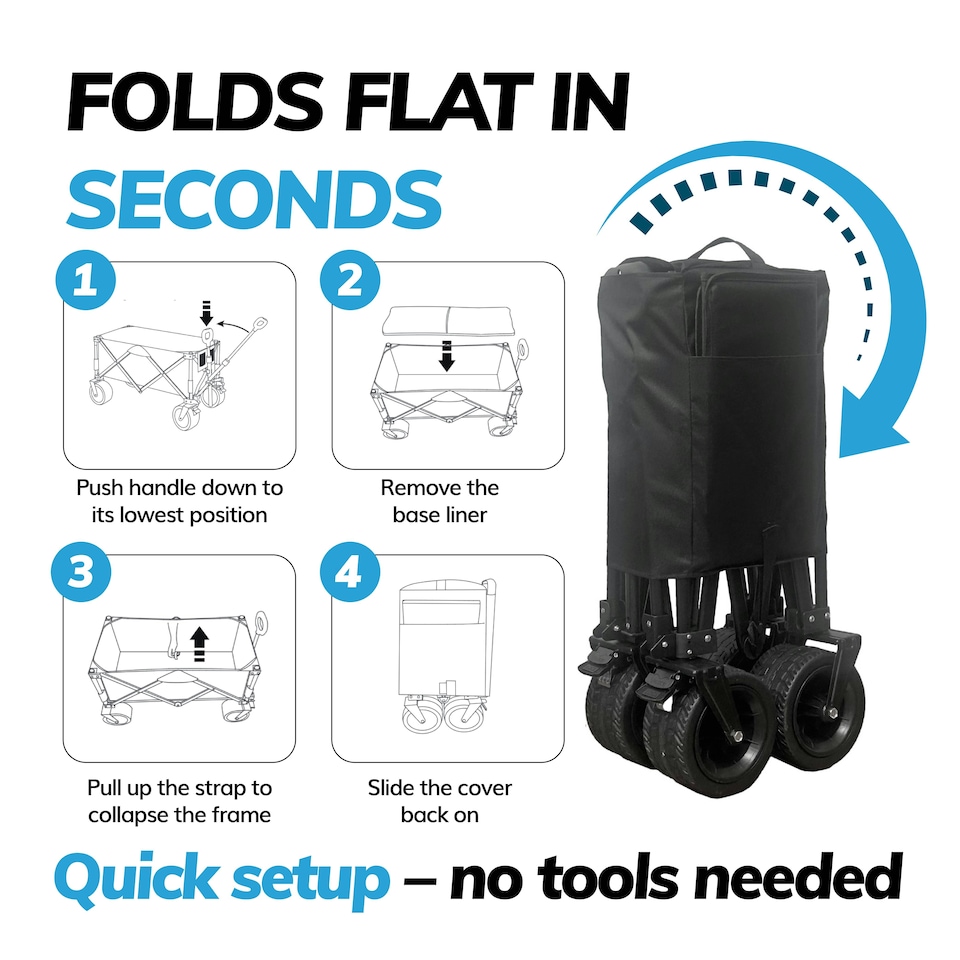 image 1 of 220L Foldable Utility Trolley Garden Home Camping Festivals No Assembly 220kg Load