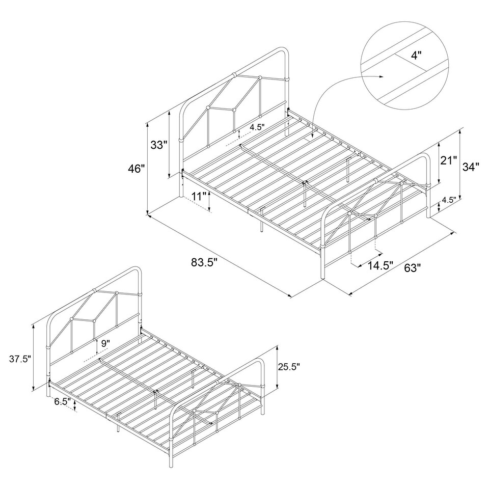 image 1 of Francis Farmhouse Metal Bed Green, King
