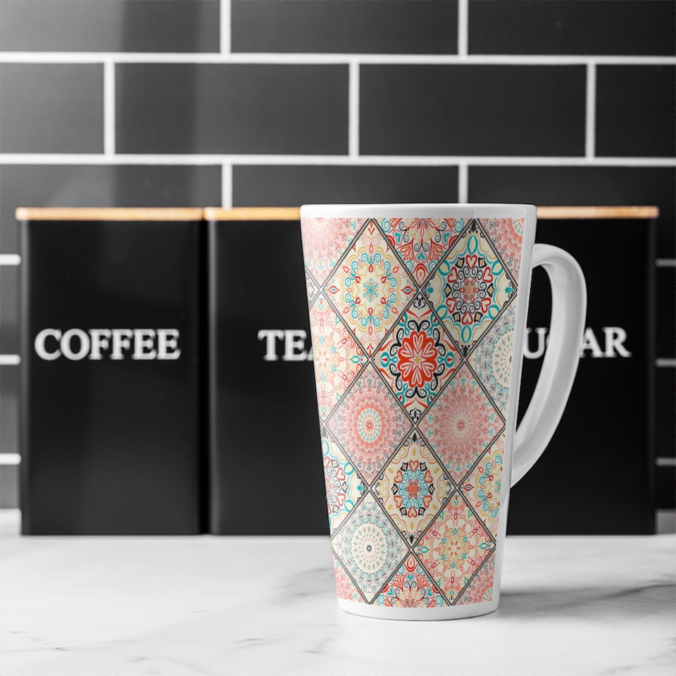 image 1 of Luxury Oriental Tile Latte Mug