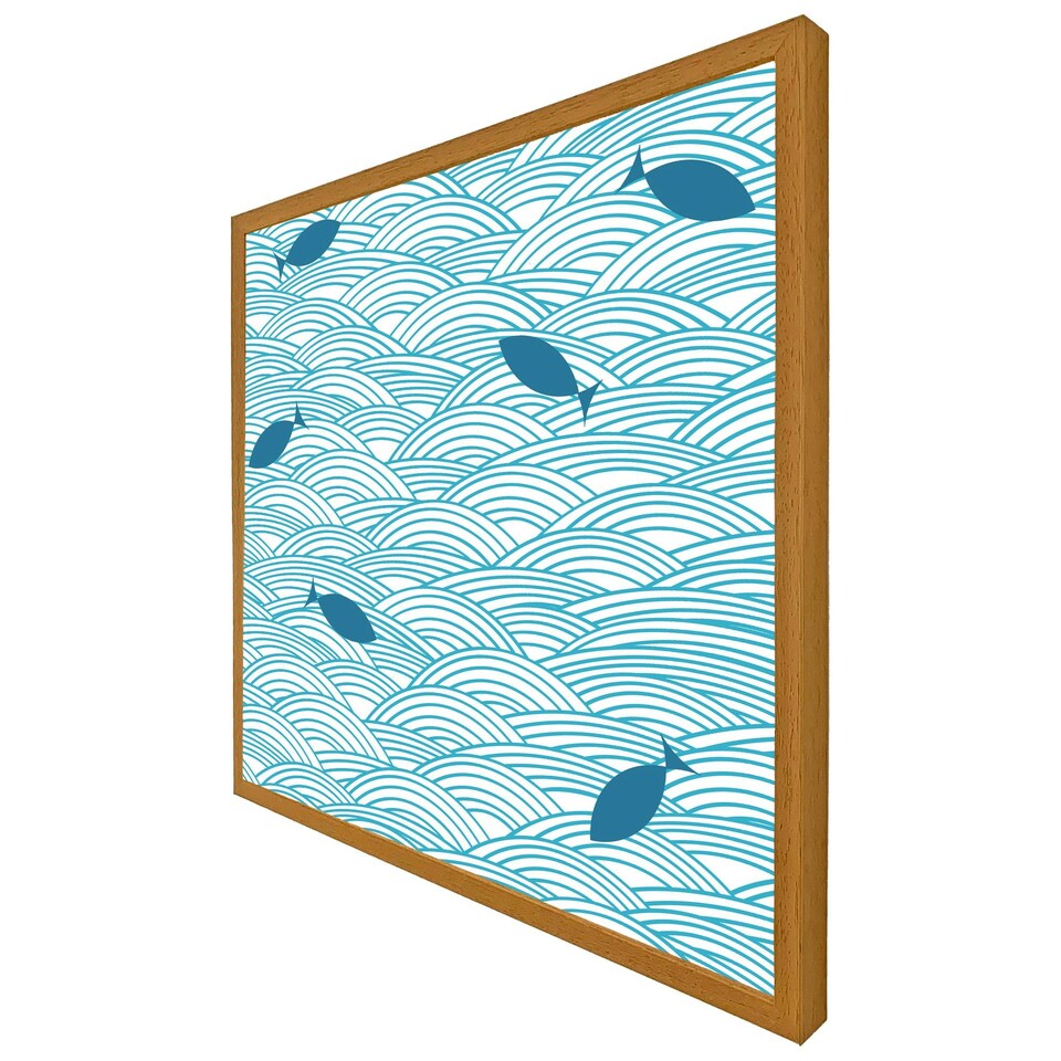 image 1 of Waves & fish (Picture Frame) Brown | Oak | S
