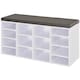 image 1 of HOMCOM Multi-Storage Shoe Rack w  14 Compartments Cushion Moving Shelves Solid Frame Foot Pads Home Office Tidy Organisation Boots Trainers White | White | White