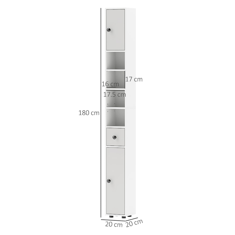 image 1 of kleankin Slim Bathroom Cabinet, Toilet Roll Storage w/ Shelves, Light Grey