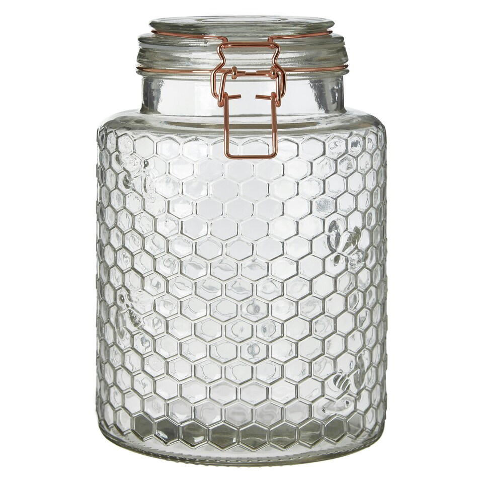 image 1 of Essentials by Premier Apiary Rose Gold Wire Large Glass Jar