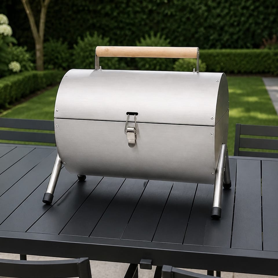 image 1 of Portable Stainless Steel Barrel BBQ Charcoal Barbecue Table Top