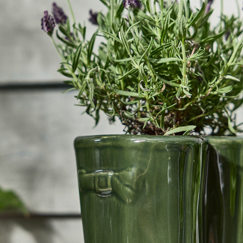 image 1 of Dark Green Wellington Boots Large Ceramic Indoor Outdoor Flower Pot Garden Planter Pot H29.5 x W24cm | Green | Dark Green
