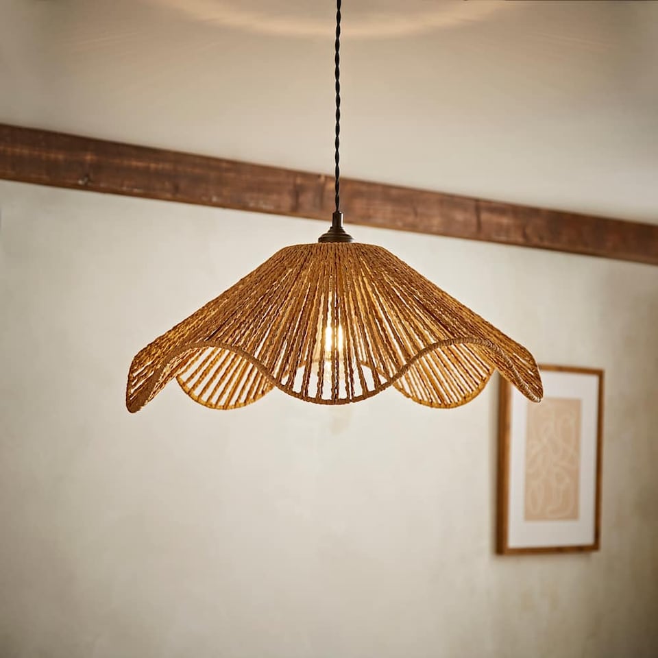 image 1 of ValueLights Farai Natural Woven Rope Wave Ceiling Shade | Brown