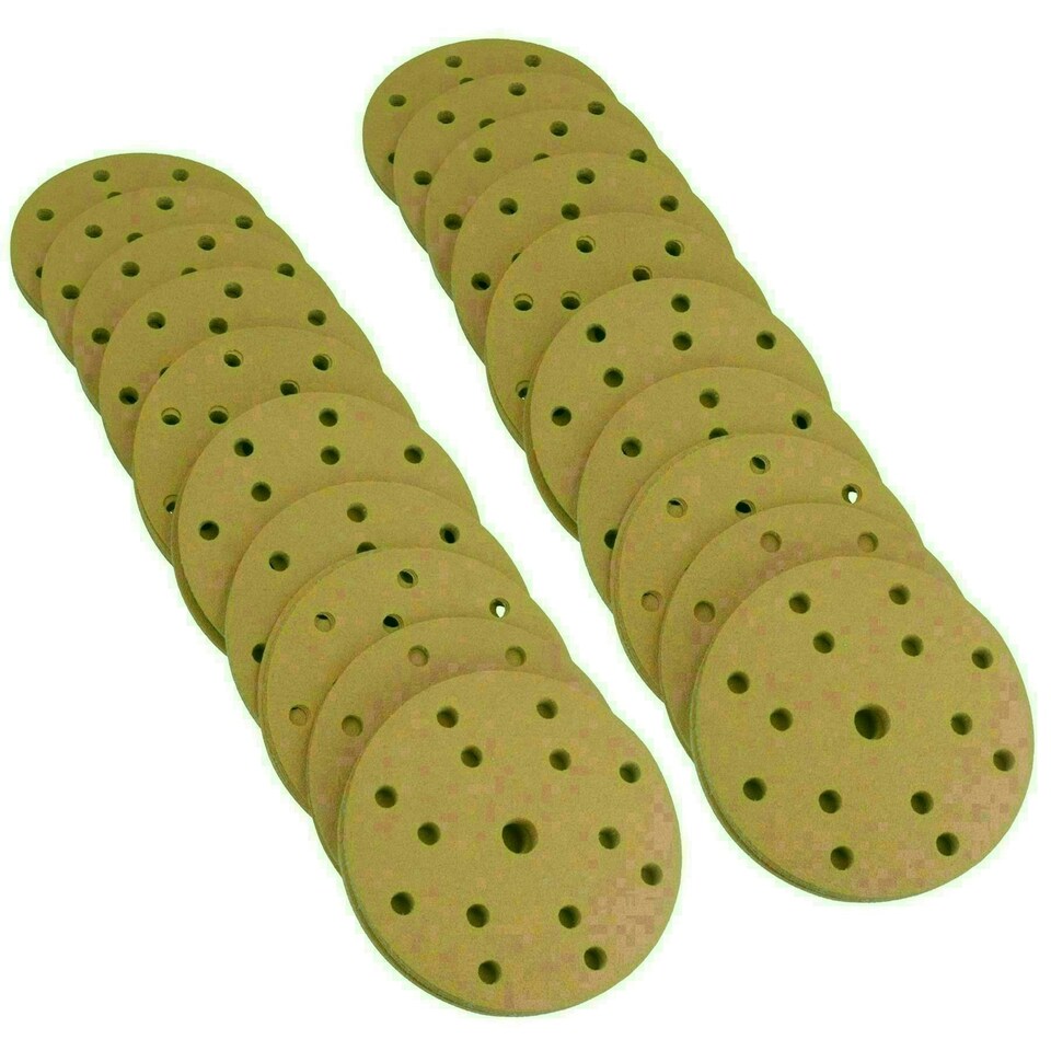 image 1 of 150mm Sanding Discs Aluminium Oxide Abrasive 240 Grit 15 Hole Hook + Loop 200pc