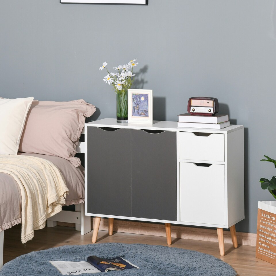 image 1 of HOMCOM Storage Cabinet, Floor Standing Sideboard with Drawer | Grey