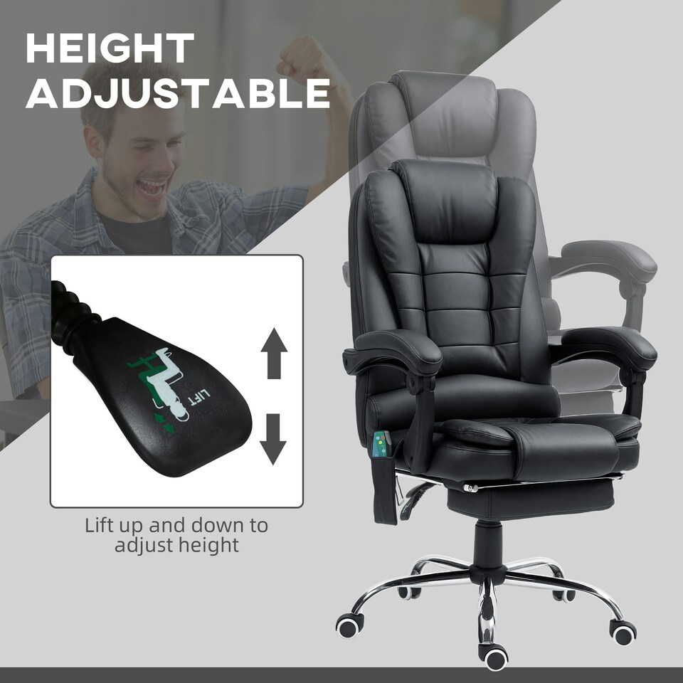 image 1 of Vinsetto Ergonomic Heated 6 Points Vibration Massage Executive Chair Black