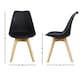 image 7 of Single Scandinavian Dining Chair with Leather Cushions Solid Wood Legs | Black