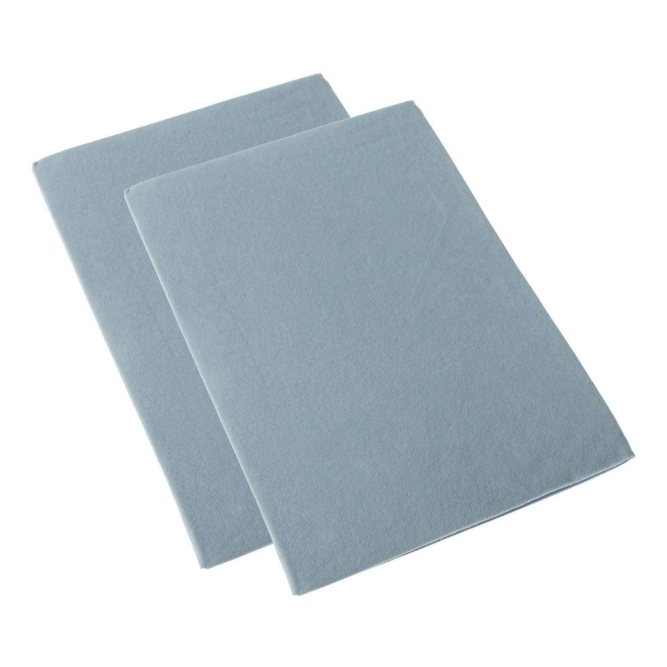 image 1 of Homescapes Blue Brushed Cotton Fitted Cot Sheet Pair, 60 x 120 cm | Blue