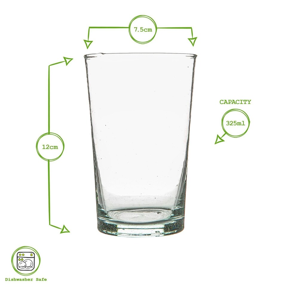 image 1 of Nicola Spring 12 Piece Meknes Recycled Glassware Set - Blue - Highball Glasses Tumbler Glasses Drinking Glasses Blue