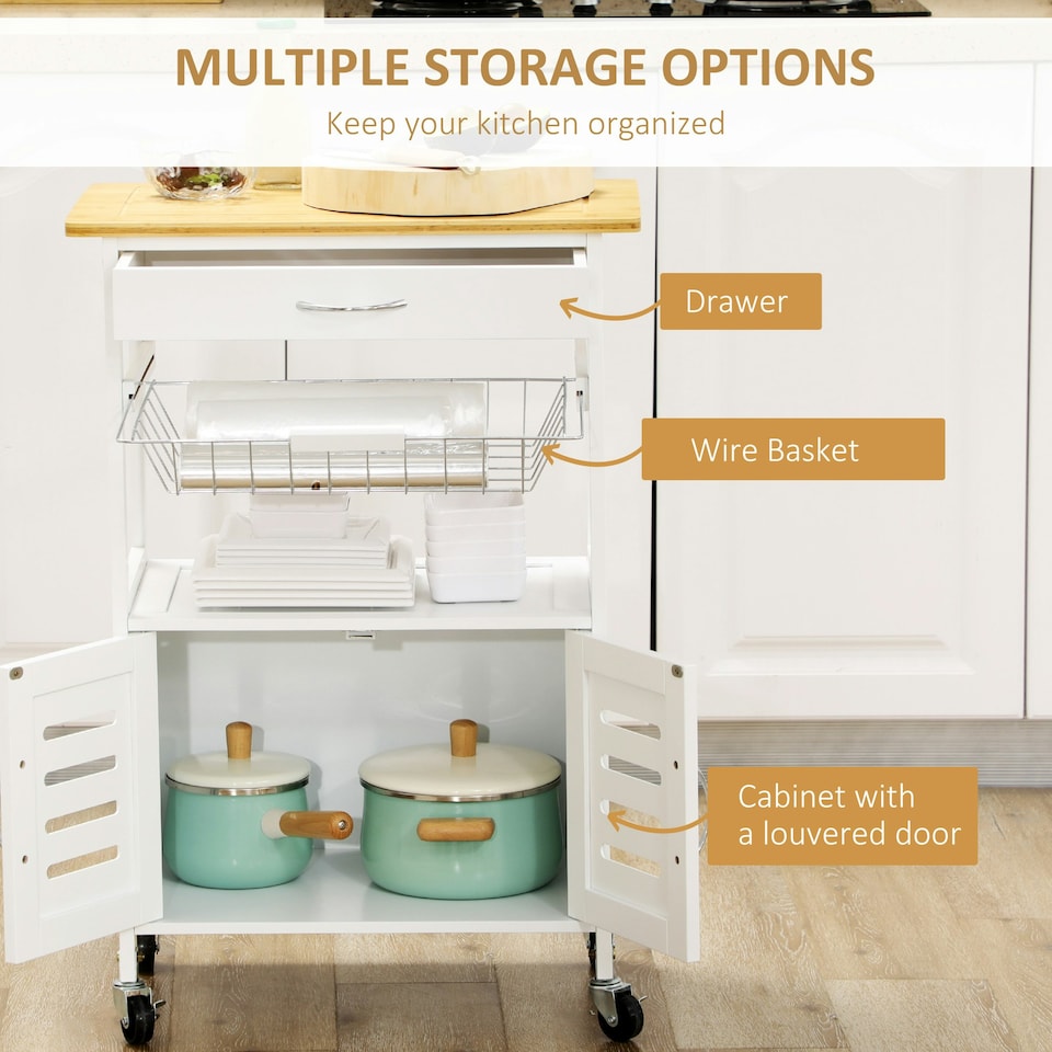image 1 of HOMCOM Rolling Kitchen Island Trolley Utility Cart on Wheels