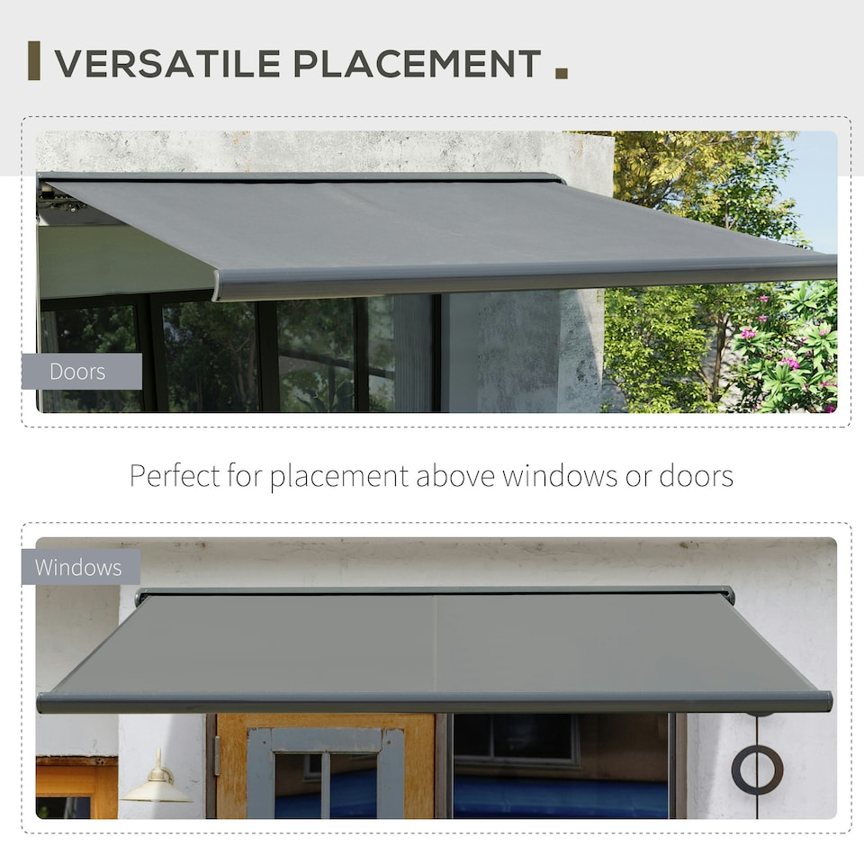 image 1 of Outsunny 3.5x3m LED Light Cassette Electric/Manual Awning Window Sun Shade Grey