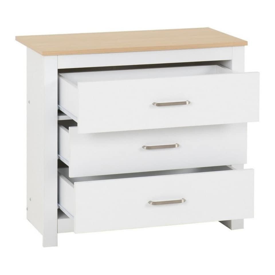 image 1 of Portland 3 Drawer Chest - L40 x W80 x H71.5 cm - White/Oak Effect