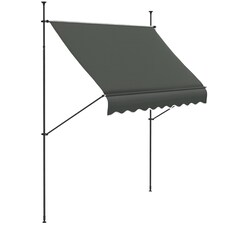 Outsunny 2.5 x 1.2m Freestanding Retractable Awning, Non-Screw Garden Awning Grey