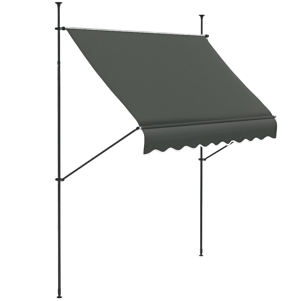 image 1 of Outsunny 2.5 x 1.2m Freestanding Retractable Awning, Non-Screw Garden Awning Grey