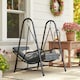 image 10 of Outsunny Rattan Swing Chair with Stand and Seat Cushion Grey | Light Grey