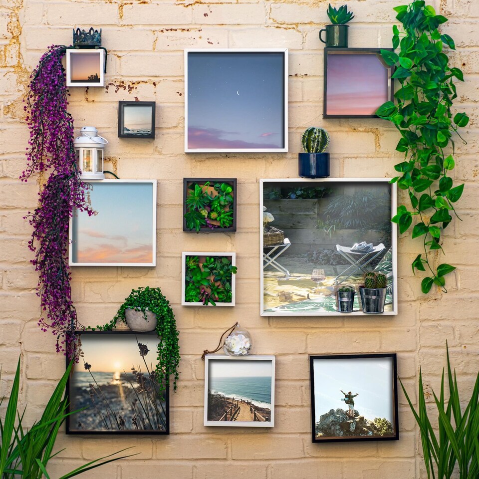 image 1 of Nicola Spring 6 x 6" Deep Photo Frames - Black/White Mount - 3D Deep Box Picture Frame Display Case (16 x 16cm) x5