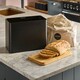 image 2 of Cooks Professional Diamond Pattern Bread Bin with Linen Bag & Bamboo Cutting Board Lid | Black | Black | 1