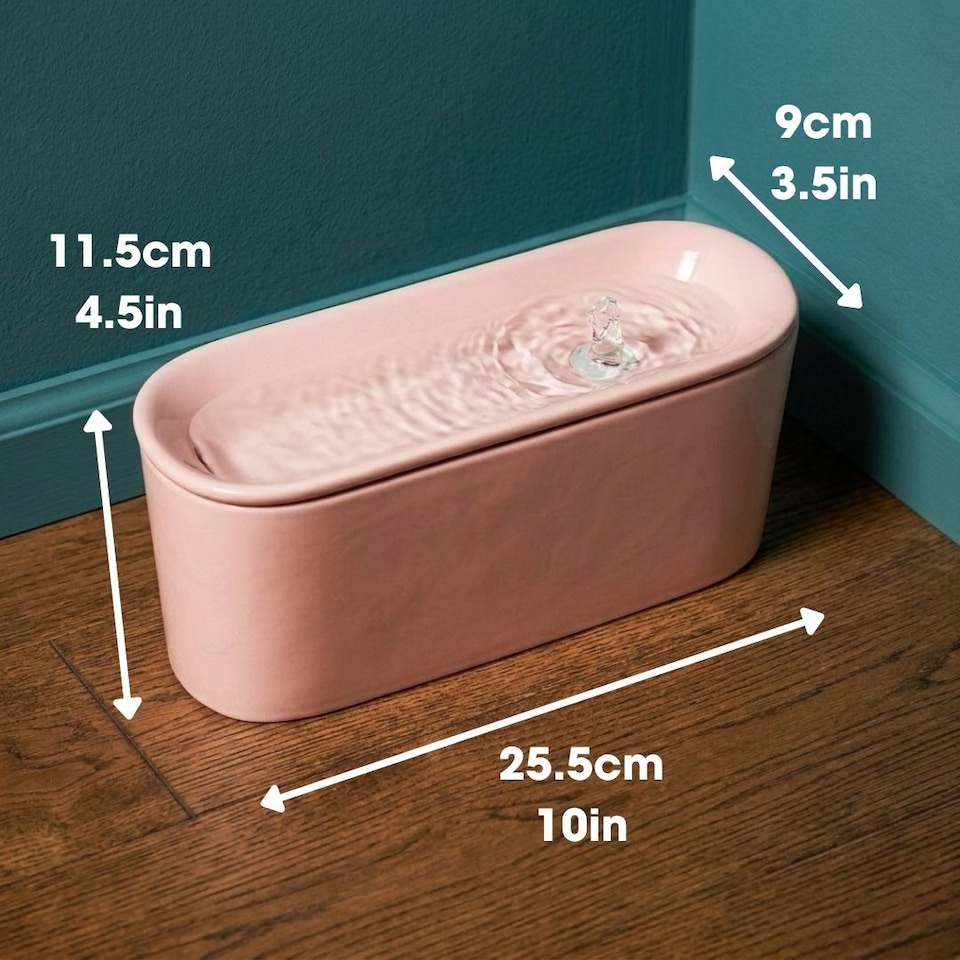 image 1 of Cat Mate Ceramic Pet Water Fountain 800ml Pink