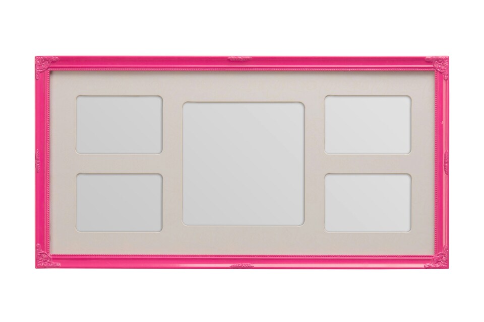 image 1 of Pink Multi-Photo Display with 5 Picture Frames,Polyresin Wall Photo Holder,Versatile Photo Collage Frame | Pink | One Size