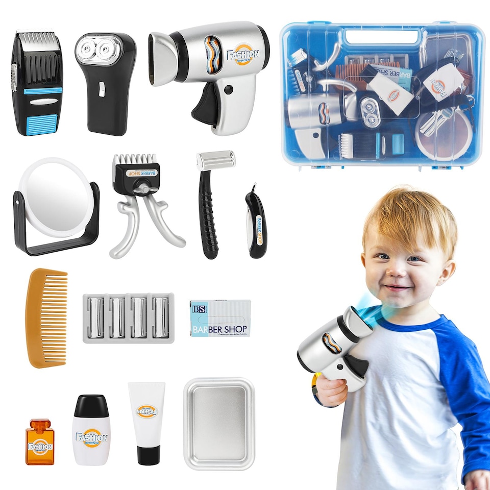 image 1 of Stylist Hairdresser Barber Salon Tool Role Play Set Realistic Toys with Accessories Included - Great Pretend Play Set for Kids