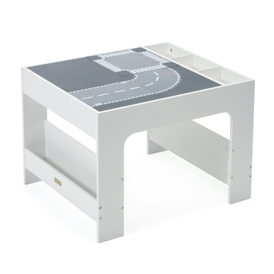 image 1 of Hooga Wooden Activity Table with Storage - 4 City Baseplates & Chalkboard Grey