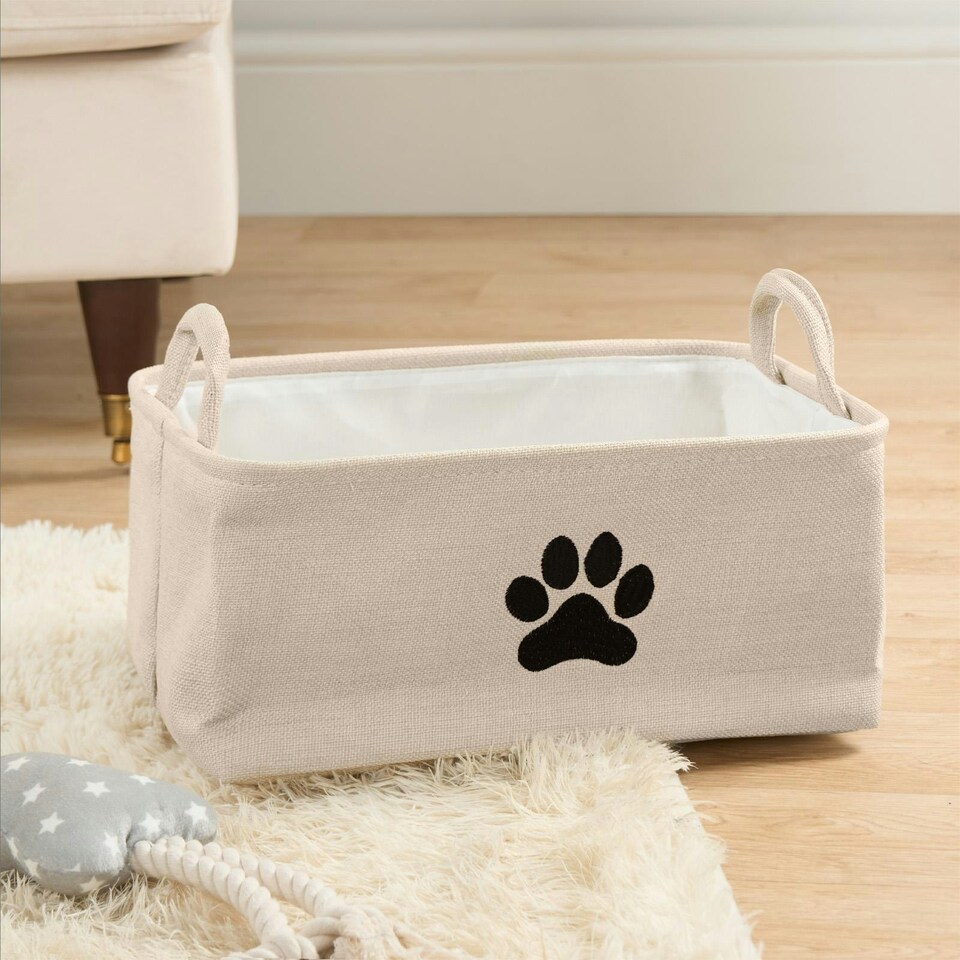 image 1 of OHS Collapsible Pet Dog Storage Organiser Basket Toy Bin, Large - Beige