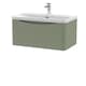 image 1 of Balterley Arch Modern Bathroom Wall Hung 1 Drawer Vanity Unit & Ceramic Basin | Green | Satin Green