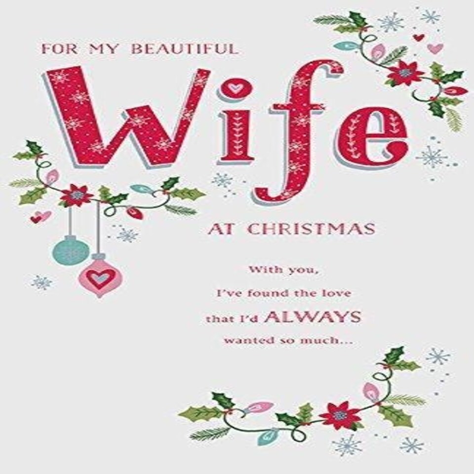 image 1 of Beautiful Wife Holly Love Verse Christmas Greeting Card