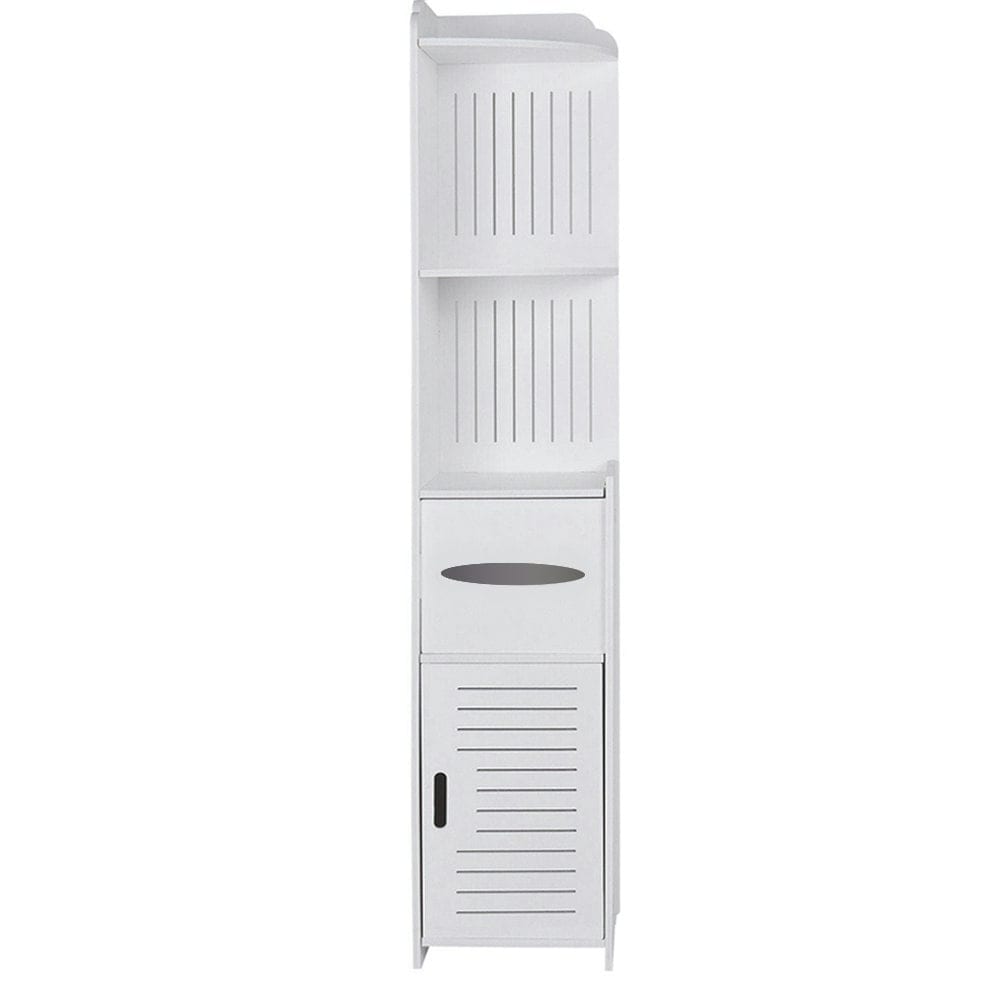Living and Home Narrow Bathroom Corner Storage Cabinet with Standing Shelf