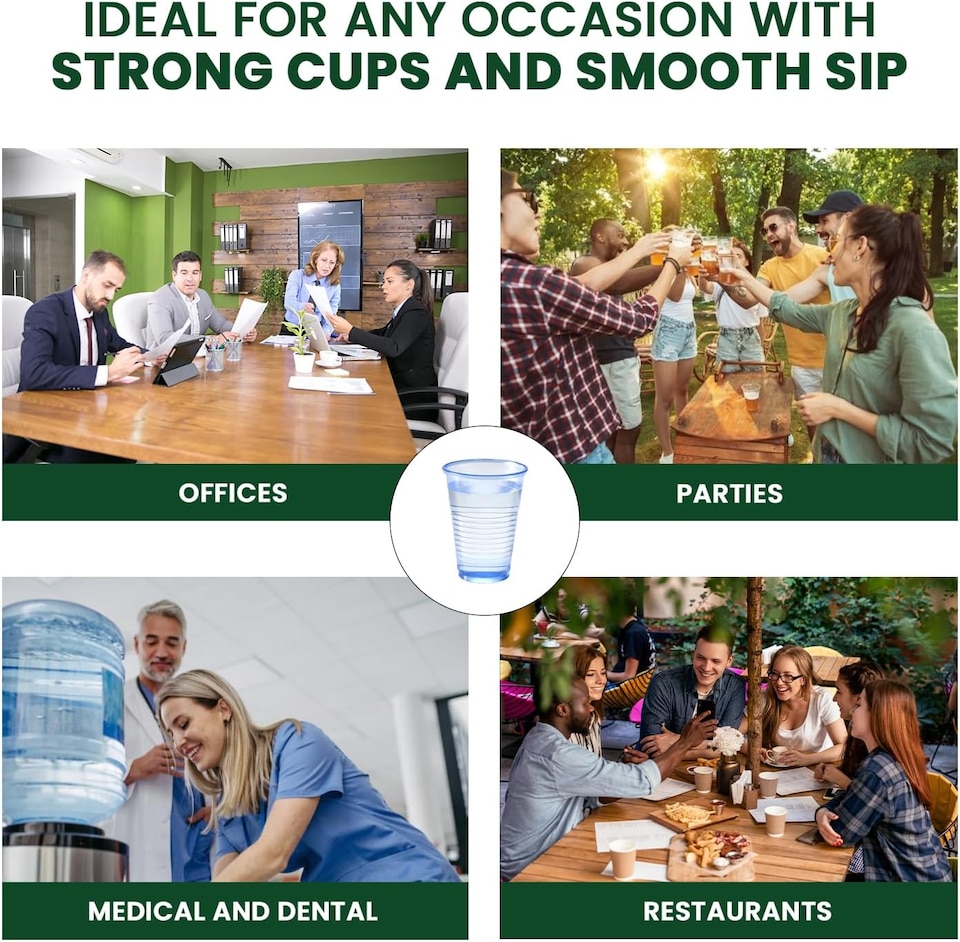 image 1 of ECONX 7oz Disposable Blue Vending Water Cooler Drinking Cups Plastic Strong Drinking Glasses 100pc