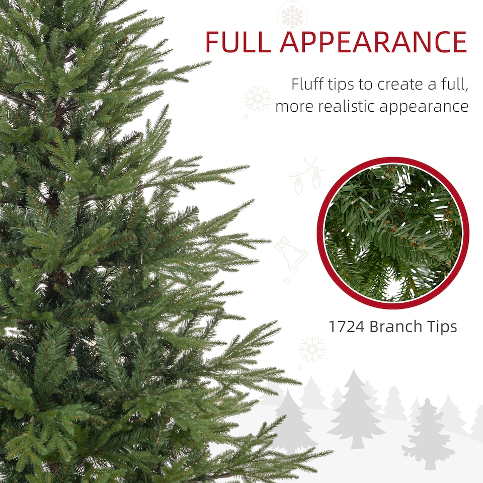 image 1 of HOMCOM 5ft Artificial Christmas Tree with 1724 Tips, Metal Base, Realistic Hinged mas Tree, Easy to Assemble, Green