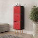 image 2 of Black 3-Tier 3-Drawer Cube Shelving Unit with Scandinavian Legs | Red | Red & Beech | 1