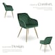 image 3 of Chair Marilyn - with armrests, padded, velvet look, golden steel legs - per piece Green | Dark Green/Gold