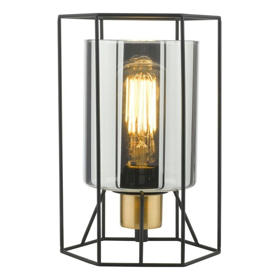 image 1 of Sabrina Black and Smoked Glass Table Lamp Black