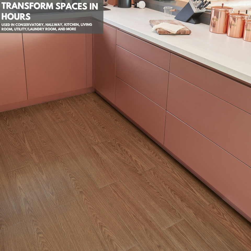 image 1 of NOVECRAFTO Self Adhesive Vinyl Floor Planks – Peel & Stick Flooring – Brown Wood Effect – Easy DIY Installation – Durable & Waterproof Tiles Brown | 0.97 sqm