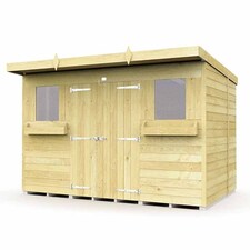 10 x 6 Feet Pent Summer Shed - Wood - L178 x W302 x H201 cm | Brown