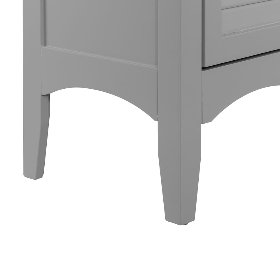 image 1 of Teamson Home Freestanding Linen Tower with Two Faux Louvered Doors, Gray, 63in