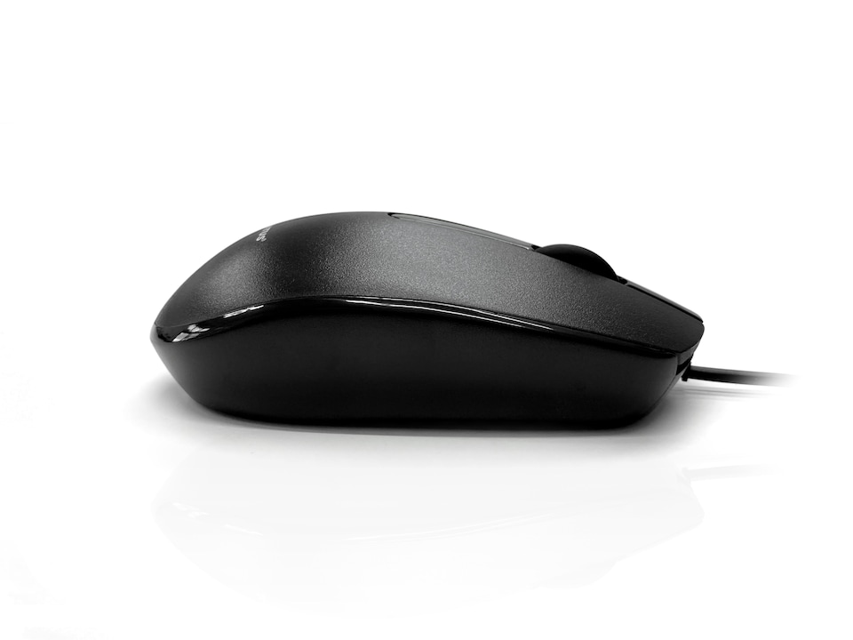 image 1 of Accuratus M100 BLACK USB Type C Mouse - USB Type C Wired Full Size Slim Mouse with Gloss Black and Matt Black Tactile Case - Black