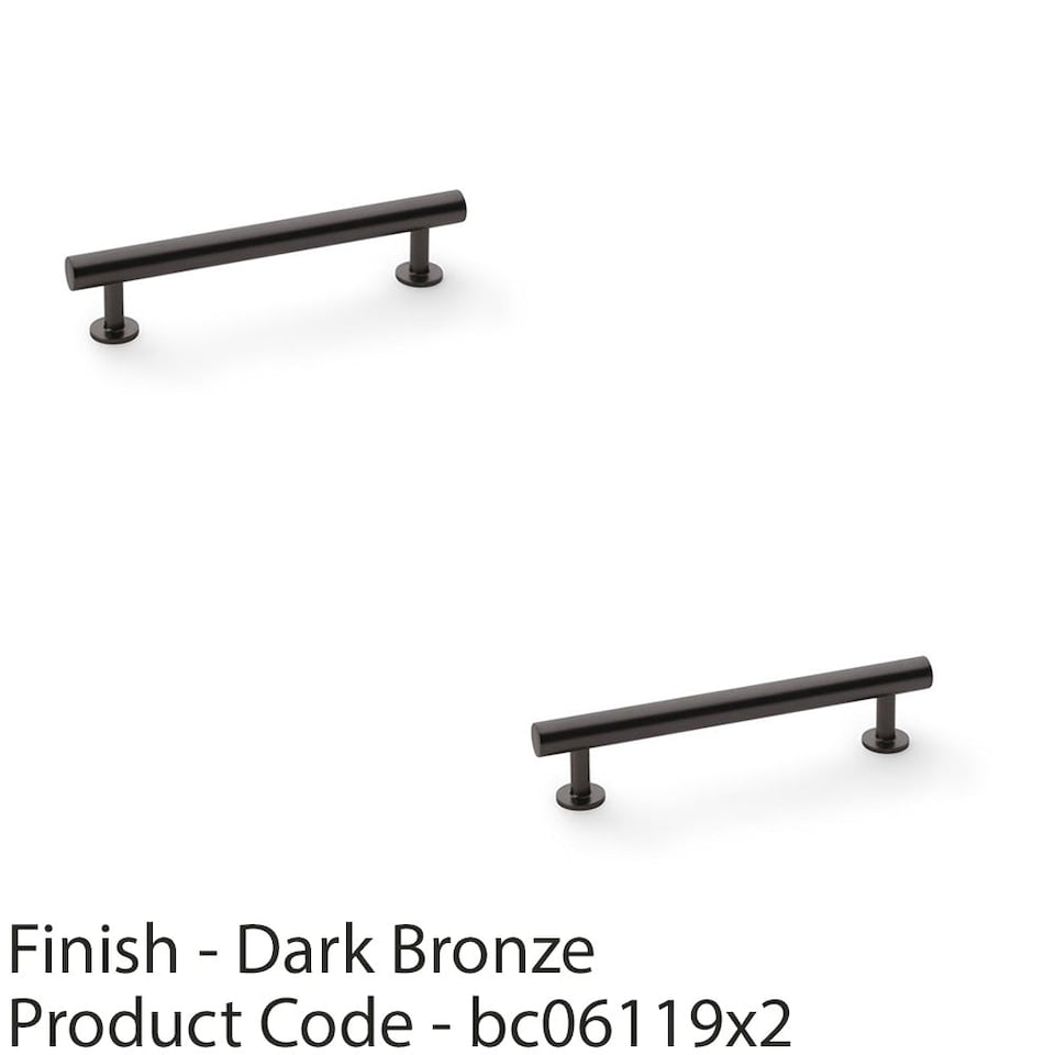 image 1 of 2 PACK - Round T Bar Pull Handle - Dark Bronze - 128mm Centres SOLID BRASS Drawer Door