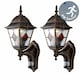 image 2 of Set of 2 Morecambe - Black Brushed Gold PIR Sensor Outdoor Wall Lights | Black | Black & hand brushed gold and clear glass with amber glass detail | Small | 2