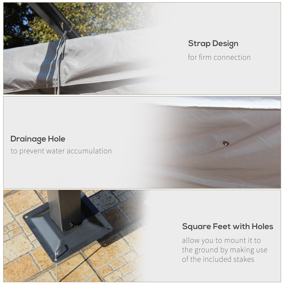 image 1 of Outsunny 3.5M X 3.5M Metal Pergola Gazebo Awning Retractable Canopy Outdoor Garden Sun Shade Shelter Marquee Party BBQ, Grey