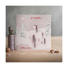 Deckled Edge Christmas Card - Star Of Wonder - Ponies and Star (Silver) - One Size
