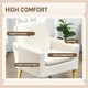 image 4 of HOMCOM Armchair, Upholstered Accent Chair with Wood Legs and Wide Padded Seat, Teddy Occasional Chair, Cream White