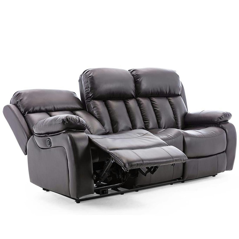 image 1 of Chester 3 Seater Electric High Back Bonded Leather Recliner Sofa (Brown)