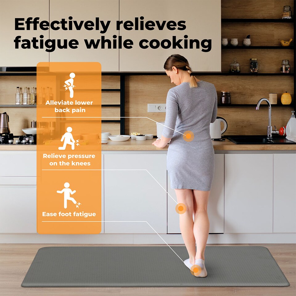 image 1 of Marlow 2PC Kitchen Mat Grey Non-Slip Woven Rubber Absorbent Runner | Grey | Grey | One Size